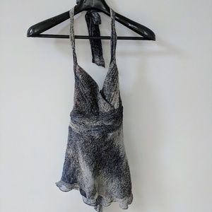 BCBGMaxAzria 100% Silk Halter Top, XS
